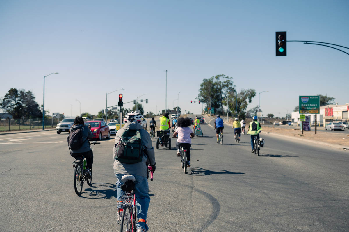 riders head over the 66th avenue overpass