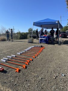 Tools of the trash pick up trade allow volunteers to stay at arm’s length. Photo: Valley Water.