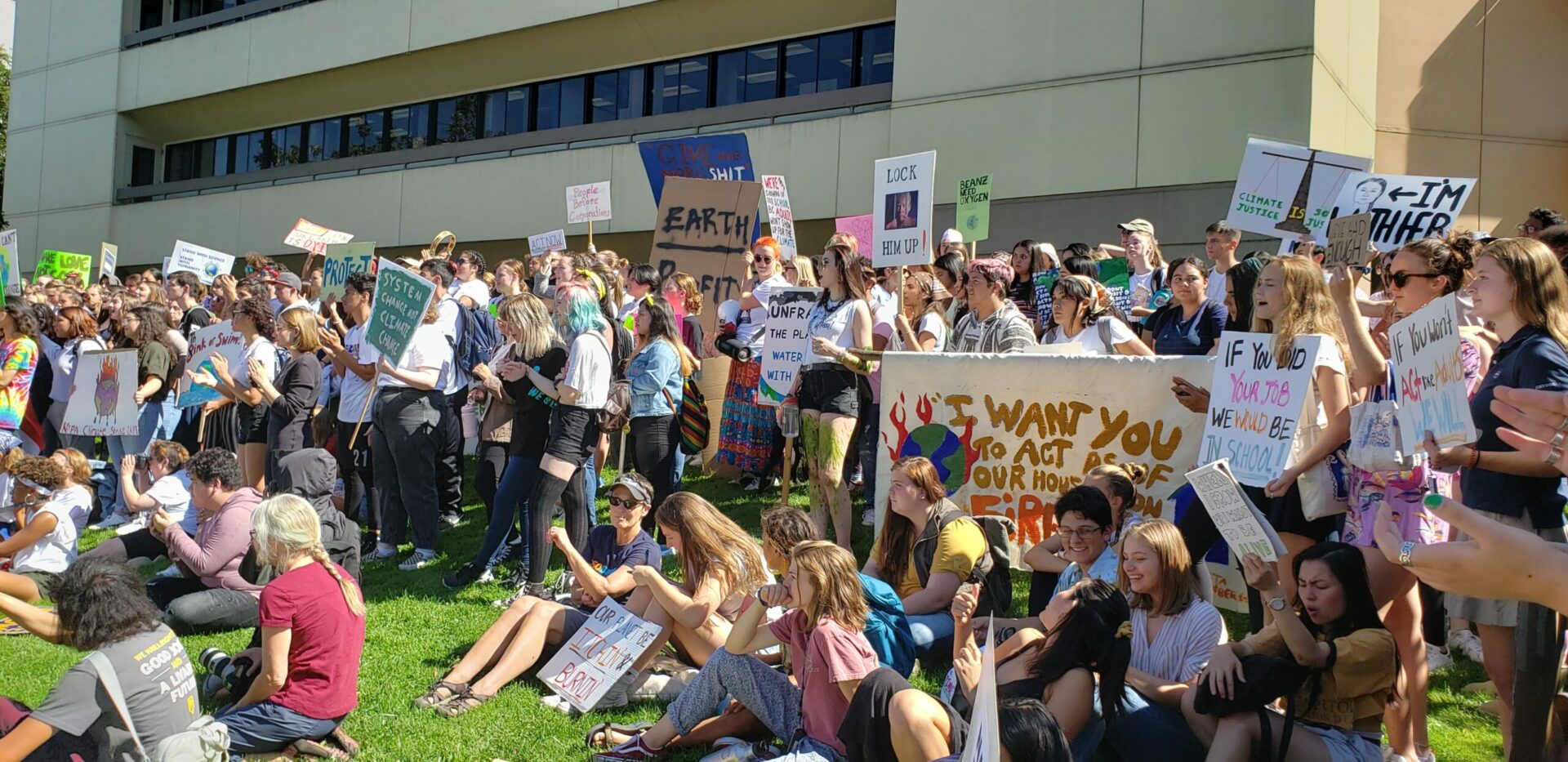 Students protest on the steps of the Napa County offices in 2019. Photo: Amber Manfree.