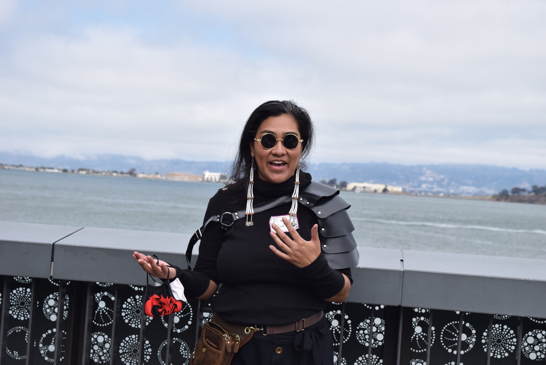  Lil Milagro Henriquez speaks to players in the Exploratorium’s Bay Observatory. Photo: Aiyana Washington.