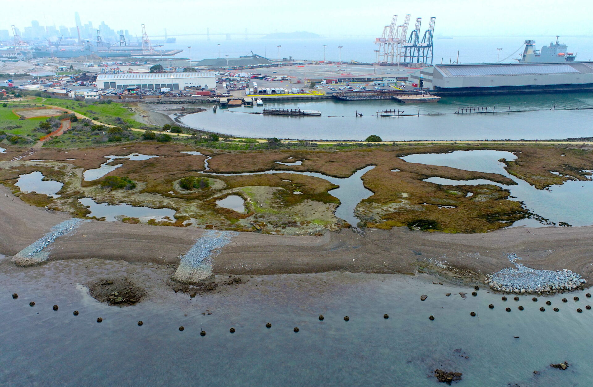 Heron's Head project post construction of gravel trapping groins and two beaches. Photo: ESA.