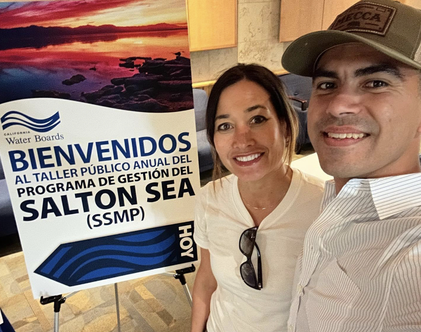 The Natural Resources Agency’s Noaki Schwartz with Moises Moreno-Rivera, the Deputy Secretary for Environmental Justice, Tribal Affairs and Border Relations at CalEPA.