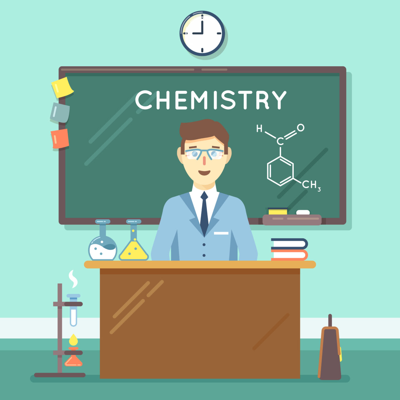 chemisry teacher in classroom by macrovector from Frepik