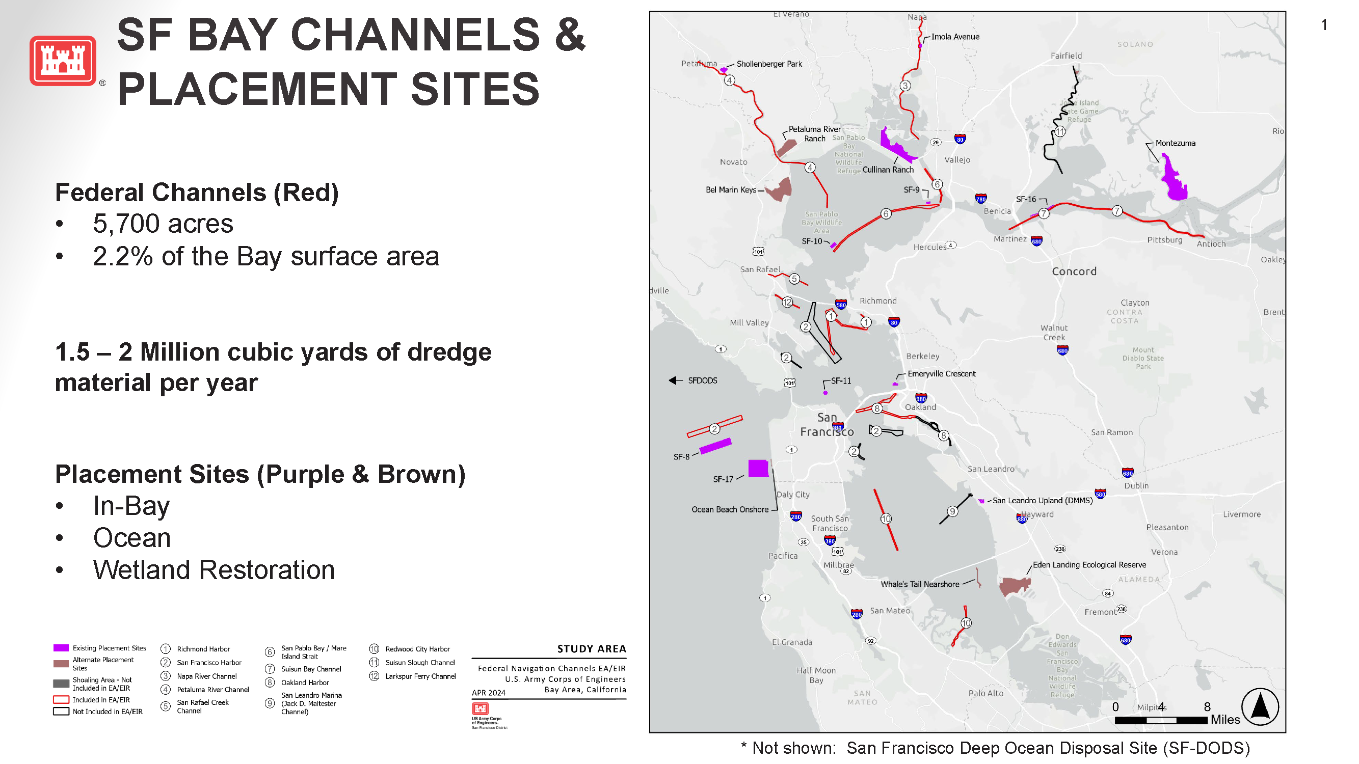 Map of Army Corps dredging projects in Bay Area. 