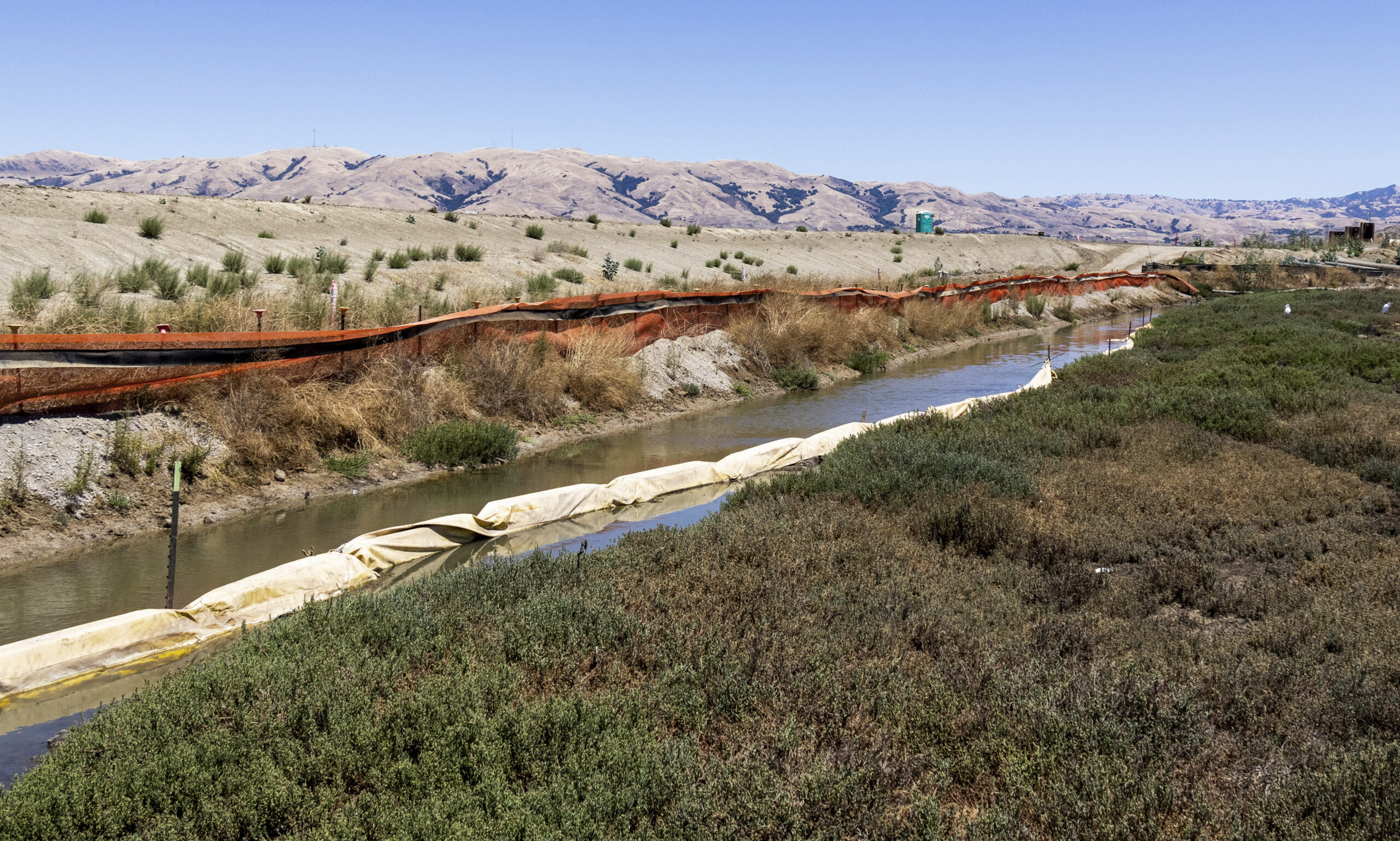 A stretch of a South Bay levee project protecting downtown San Jose, Alviso, and critical wastewater treatment facilities. 