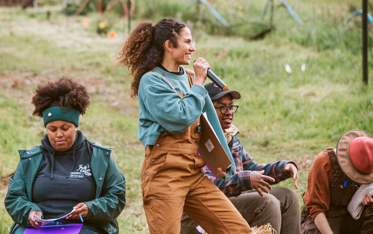 Alexa Levy talks to budding farmers. Photo: Brooke Porter