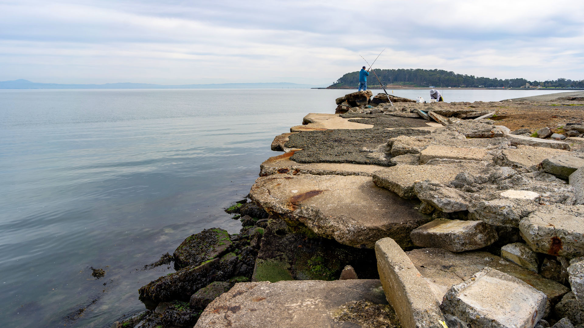 Favored fishing spot and current shoreline protection (rip rap). Photo: OneShoreline